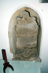 Piscina on the south wall of the chancel August 2011
